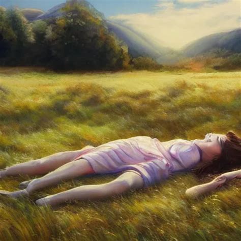 A Beautiful Painting Of Women Lying In A Field Stable Diffusion