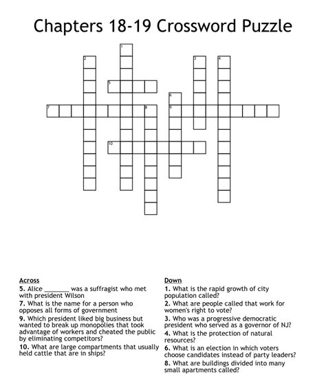 Chapters 18 19 Crossword Puzzle WordMint