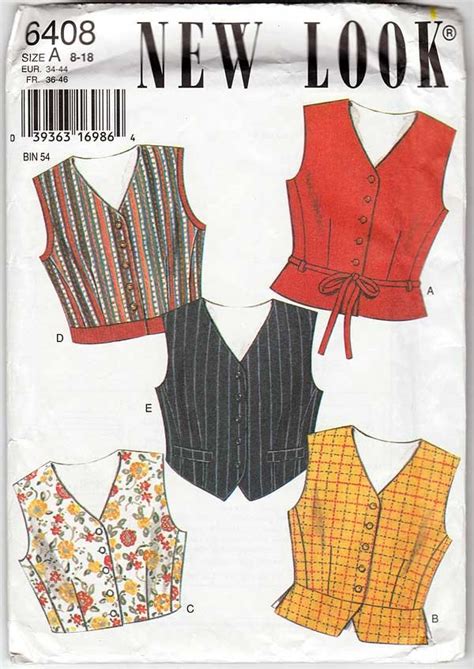 Misses Vest Pattern Simplicity New Look 6408 By VirtualVintage