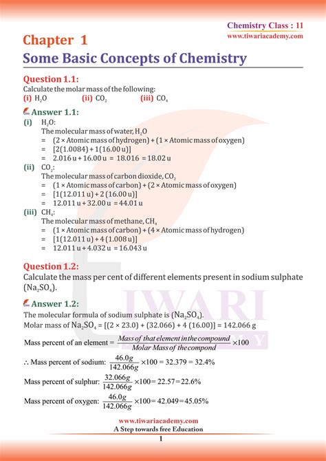 NCERT Solutions For Class 11 Chemistry Chapter 1 In Hindi And English