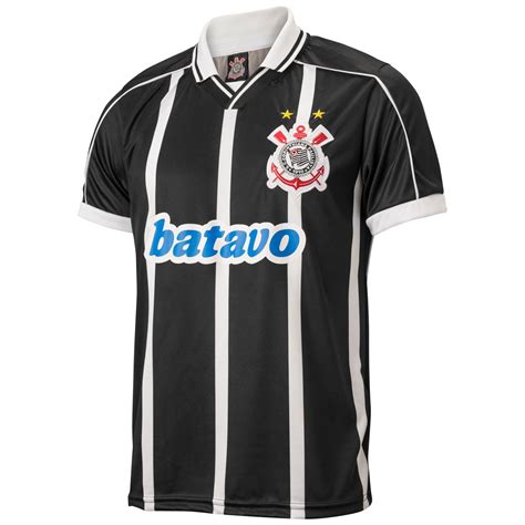 Camisa Corinthians Retrô Brasileiro 1999 Uniforme II Masculina