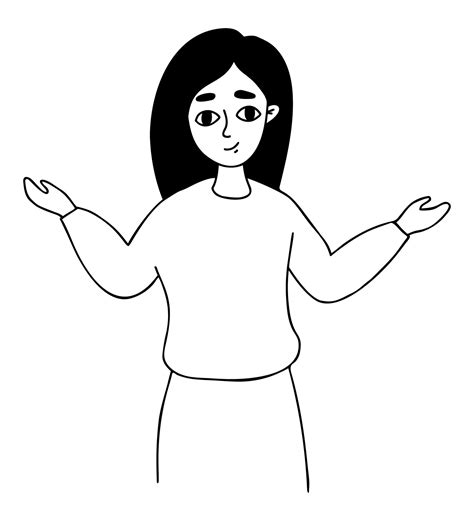 Girl With Long Hair And Arms Up At Her Sides Vector Illustration