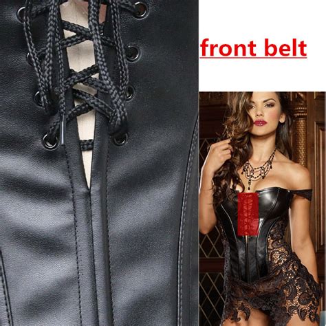 Femmes Bustier Corsets Punk Sexy Pu Cuir Dentelle Bretelles Robe Noir Cdiscount Prêt à Porter