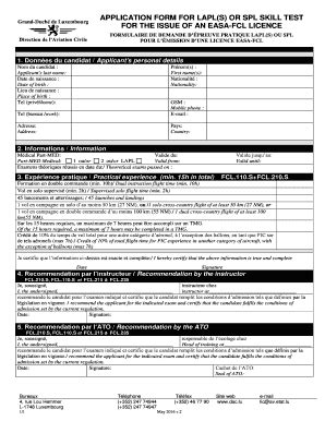 Fillable Online Application Form For Lapl S Or Spl Skill Test For The