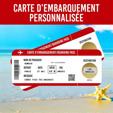 Billet Dembarquement Personnalisablecarte à Gratter Voyagecarte à