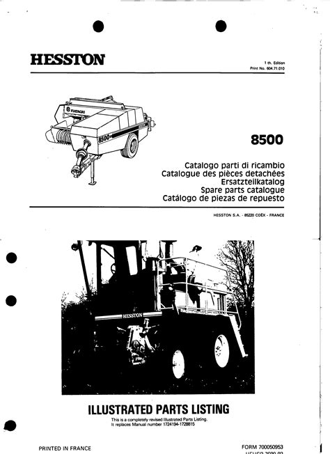 Hesston 8500 Service Parts Catalogue Download