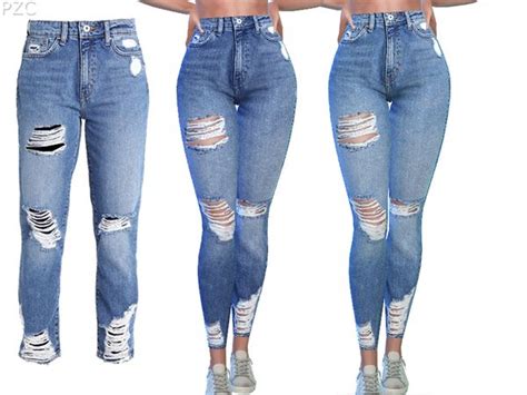 Pinkzombiecupcakes Ripped Denim Jeans Caroline Sims Kleding De Sims