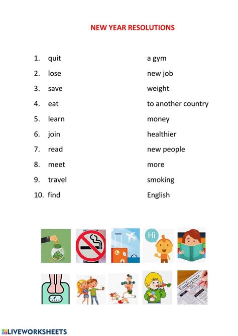 New year resolutions worksheet | New years resolution, Worksheets, Newyear