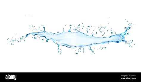 Isolated Blue Water Splash With Drops Vector Liquid Water Wave With