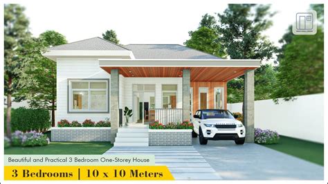 Beautiful And Practical 3 Bedroom One Storey House Design For Modern Living 10x10 Meters 100