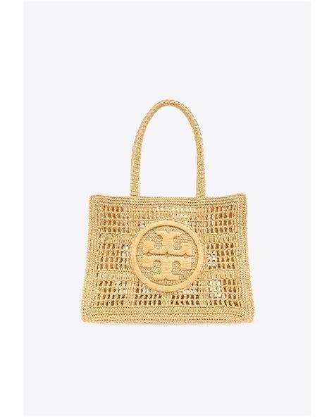 Tory Burch Small Ella Hand Crocheted Raffia Tote Bag In Natural Lyst