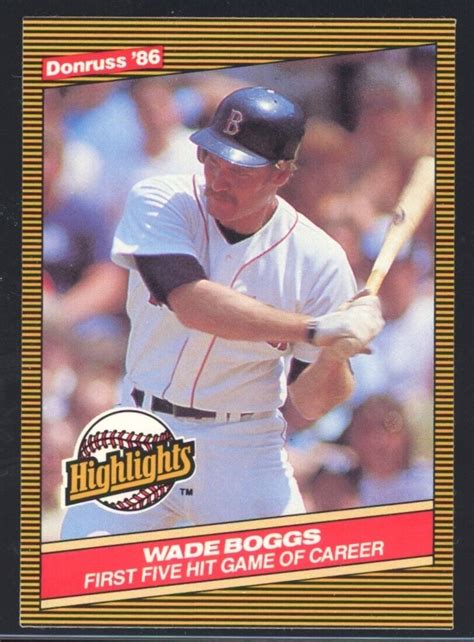 Wade Boggs 1986 Donruss Highlights 11 RED SOX NM MT HOF EBay