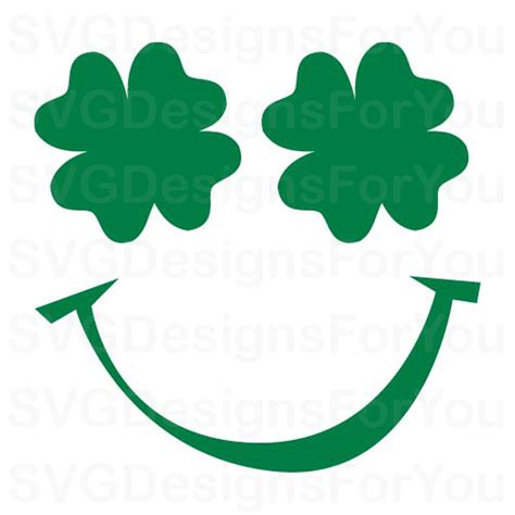 St Patricks Day Svg Design Shamrock Smiley Face Svg Lucky Etsy 日本