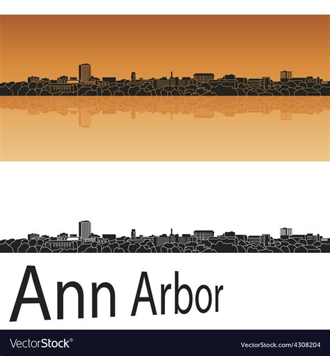 Ann arbor skyline in orange background Royalty Free Vector