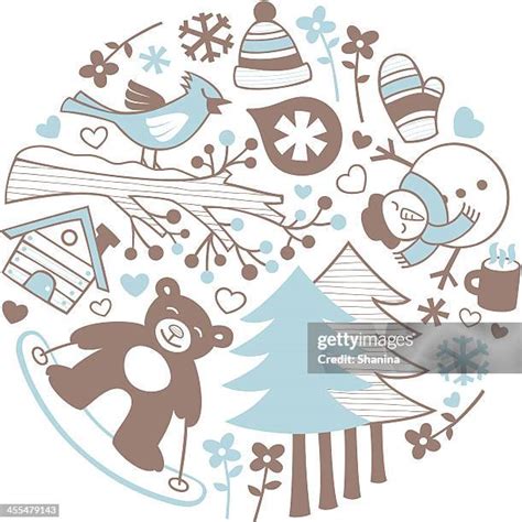 winter animals doodles   premium high res pictures getty images
