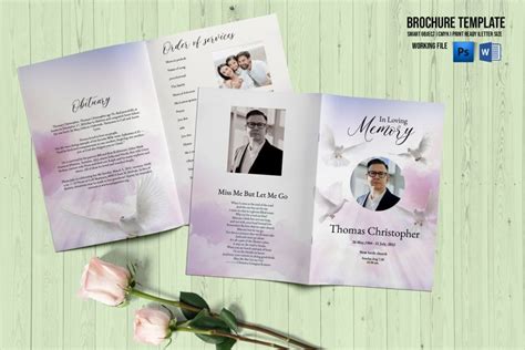 Heaven Dove Funeral Program Template