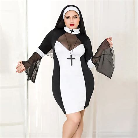 Plus Size Sexy Nun Uniform For Sexy Lingerie Cosplay Nun Costume