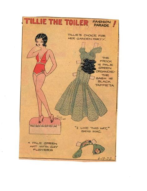 Tillie The Toiler Paper Dolls Vintage Paper Dolls Comic Paper