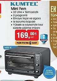 Kumtel Mini Fırın 32 l 1420 W İndirimde Market