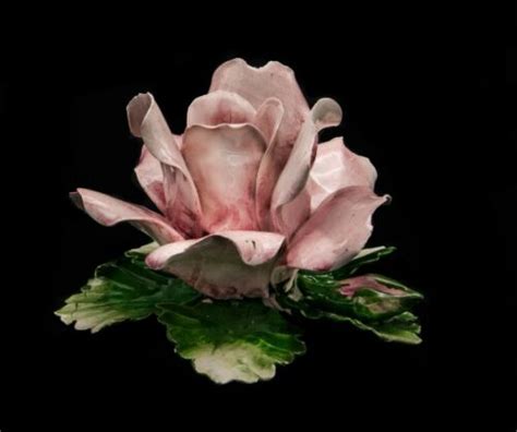 Vintage Fabar Capodimonte Porcelain Pink Rose Made In Italy Gorgeous