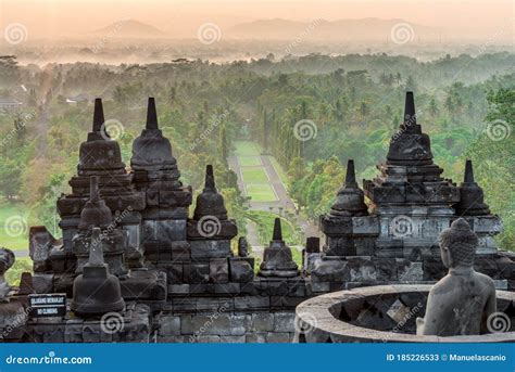 9th Century Stone Stupa at Sunrise. Borobudur Buddhist Temple. UNESCO ...