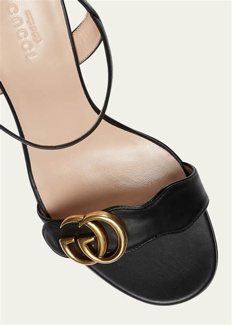 Gucci Marmont Leather Gg Block Heel Sandals Bergdorf Goodman