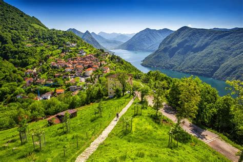 Città Di Lugano Lago Lugano E Monte San Salvatore Da Monte Bre Il