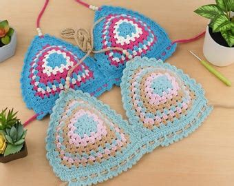 Flower Crochet Bikini Top Etsy