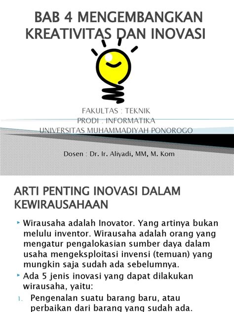 Mengembangkan Kreativitas Dan Inovasi Pdf