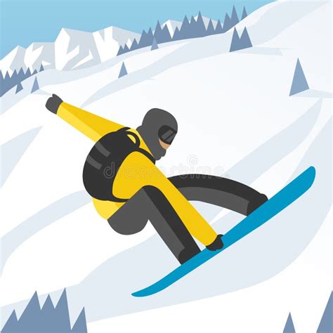 Snowboarder Jumping Pose on Winter Outdoor Stock Vector - Illustration of holiday, downhill ...