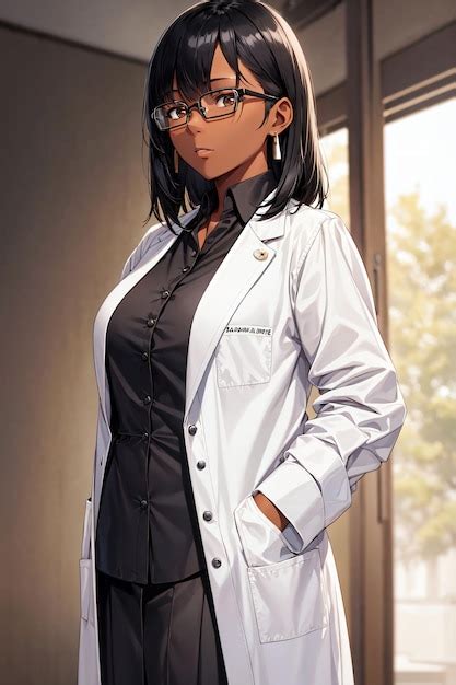 Premium Photo Anime Girl In A White Lab Coat