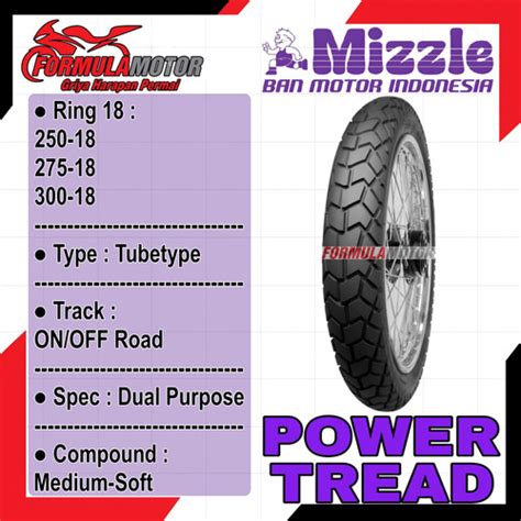 Jual Ban Motor Mizzle Power Tread Ring 18 Tubetype Non Tubles 250 18