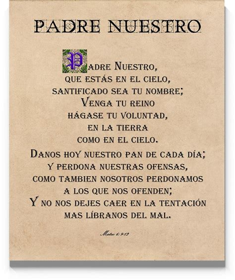 Buy Padre Nuestro The Lords Prayer Spanish Wall Decor X