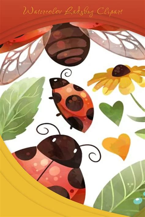 Watercolor Ladybug Clipart Masterbundles