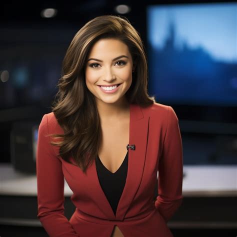 Premium Photo Hispanic Female News Anchor In A Red Suit