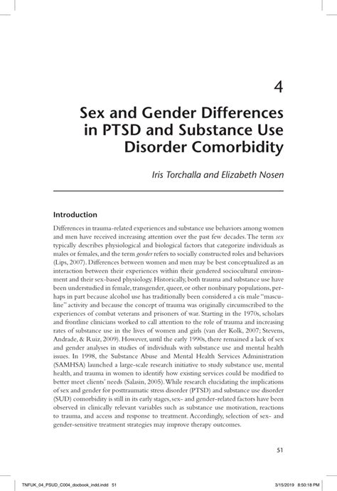 Pdf Sex And Gender Differences In Ptsd And Substance Use Disorder