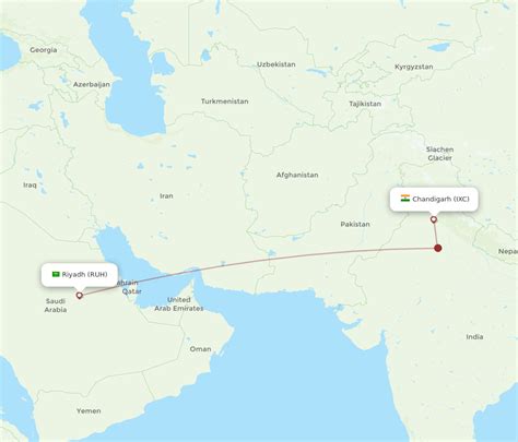 All Flight Routes From Riyadh To Chandigarh RUH To IXC Flight Routes