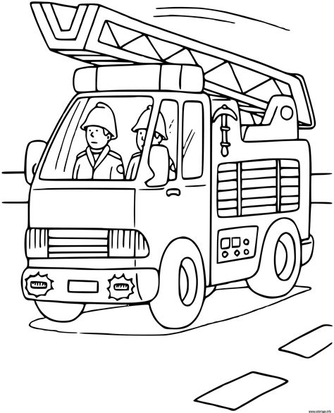 Coloriage Camion Des Pompiers Avec Echelle JeColorie