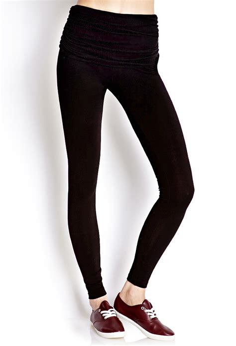 Forever 21 Favorite Foldover Leggings In Black Lyst