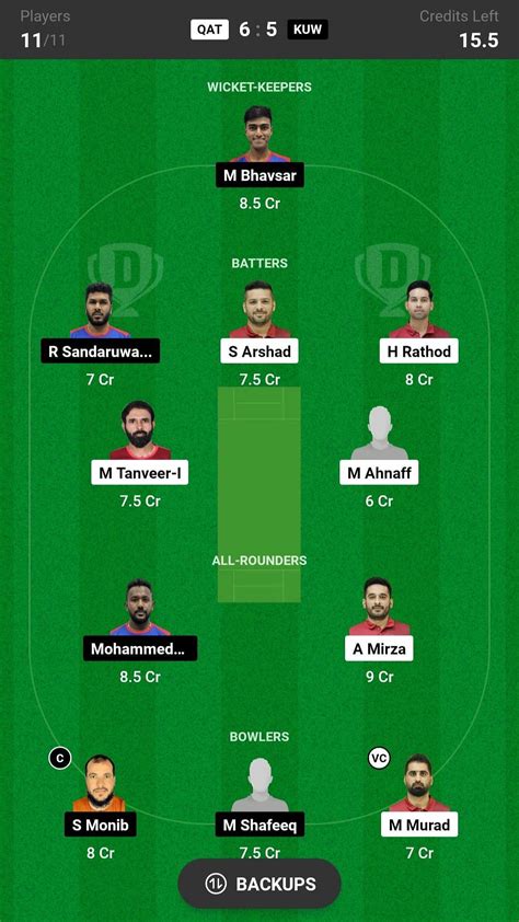 QAT Vs KUW Dream11 Prediction Fantasy Cricket Tips And Pitch Report