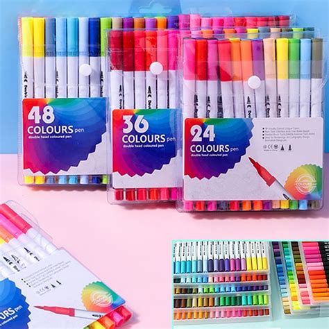 12 24 36 48 60 80 Colors Marker Pens Watercolor Brush Pen Art Sketching