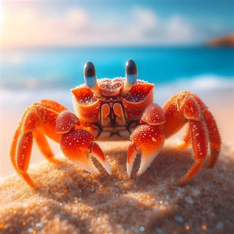 Premium Photo | Crab funny crab on the beach in the sand