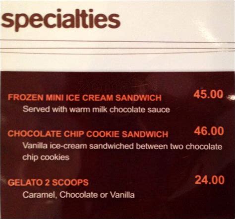 Menu at Chocolate bar, Dubai, 374C+M4R