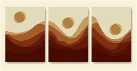 Abstract minimalist mountain landscape poster set. 26230435 Vector Art ...