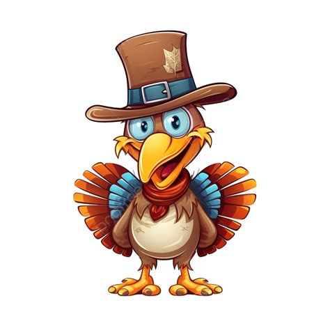 Cartoon Thanksgiving Turkey Bird With Pilgrim Hat Illustration Turkey