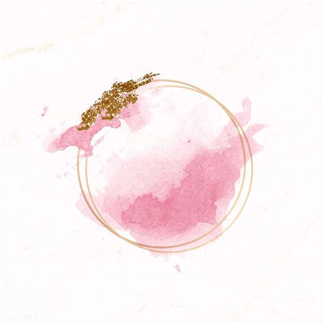 Gold Round Frame On Pink Watercolor Background Vector Premium Image