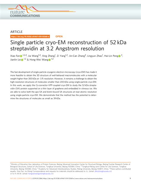 Pdf Single Particle Cryo Em Reconstruction Of Kda Streptavidin At