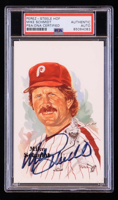 Mike Schmidt Signed Perez Steele Hall Of Fame Postcards