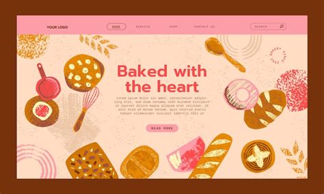 Free Vector Hand Drawn Texture Bakery Shop Landing Page