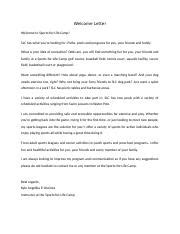 P E PROGRAM Docx Welcome Letter Welcome To Sports For Life Camp SLC